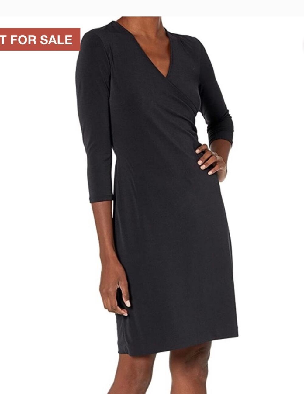 NWT Lark & Ro Crepe Knit Faux Wrap black classic LBD size 10 little black dress